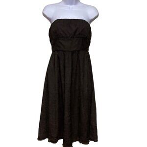 J.Crew Women's Emily 100% Silk Chiffon Strapless Solid Brown Lined Dress Size 6